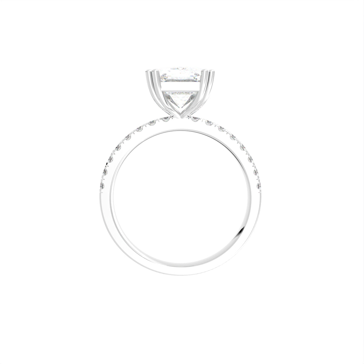 18K Solitaire Emerald Diamond Engagement Ring — FRONT