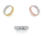 14K White Gold Eternity Emerald Diamond Ring — 3 COLOR