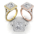 18K Halo Diamond Ring — 3 COLOR
