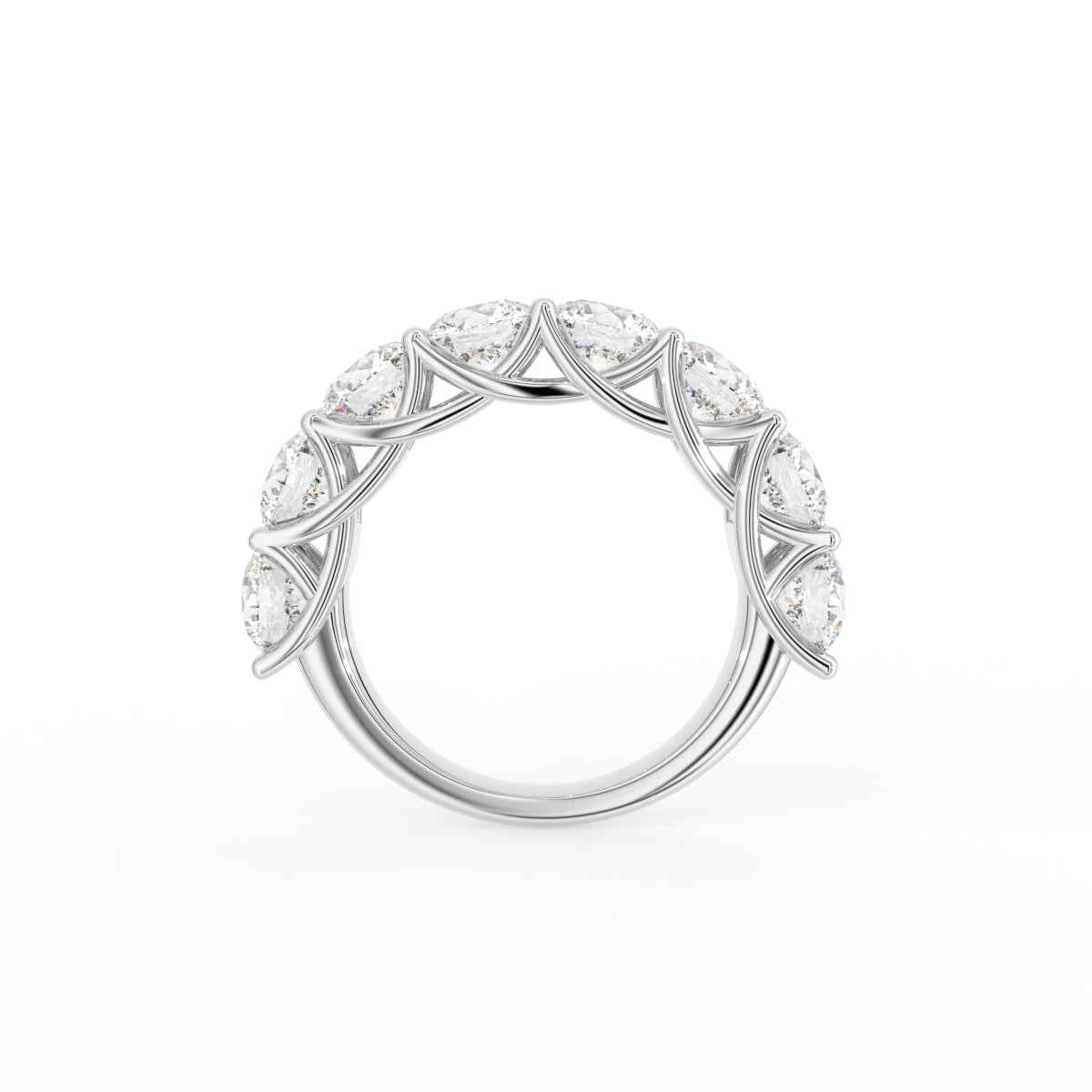 18K Half Eternity Round Diamond Ring — FRONT