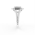 18K Halo Emerald Diamond Ring — SIDE