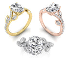 18K Oval Solitaire Pavé Diamond Ring — 3 COLOR