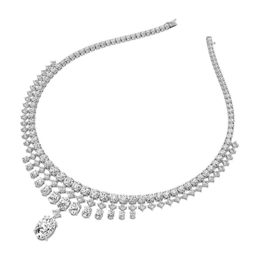 18K Oval Diamond Necklace — 3D VIEW
