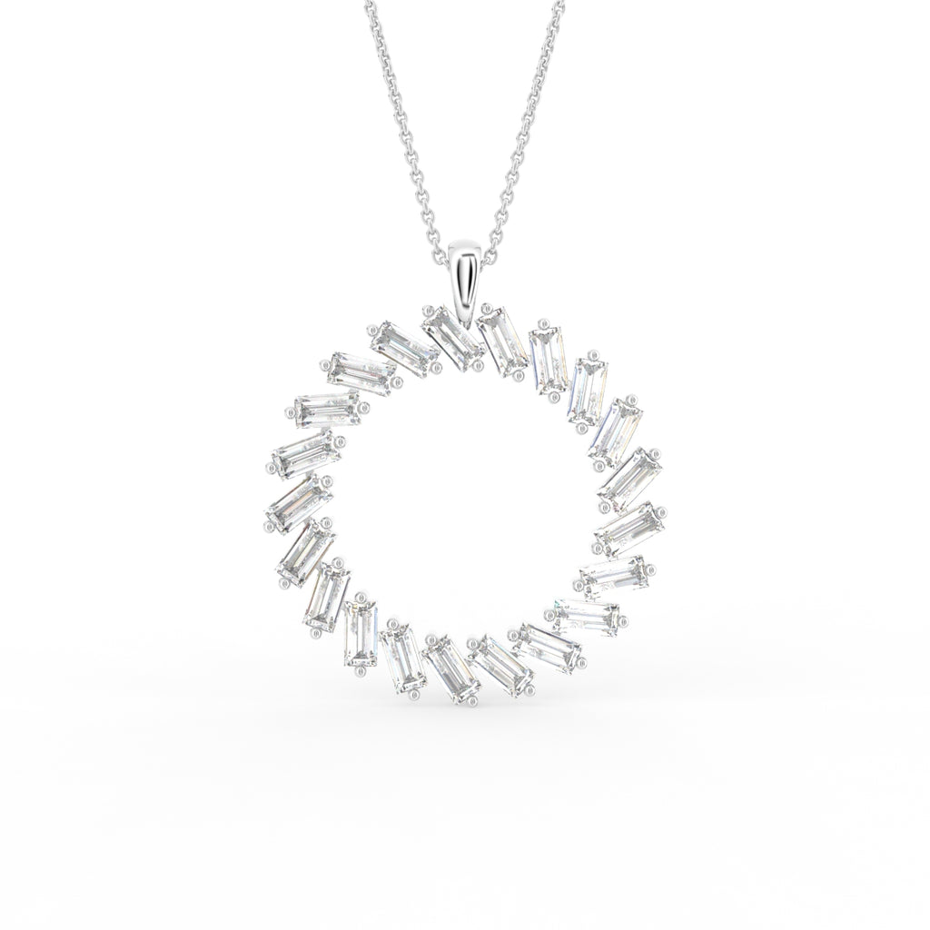 18K Bespoke Baguette Diamond Pendant — FRONT