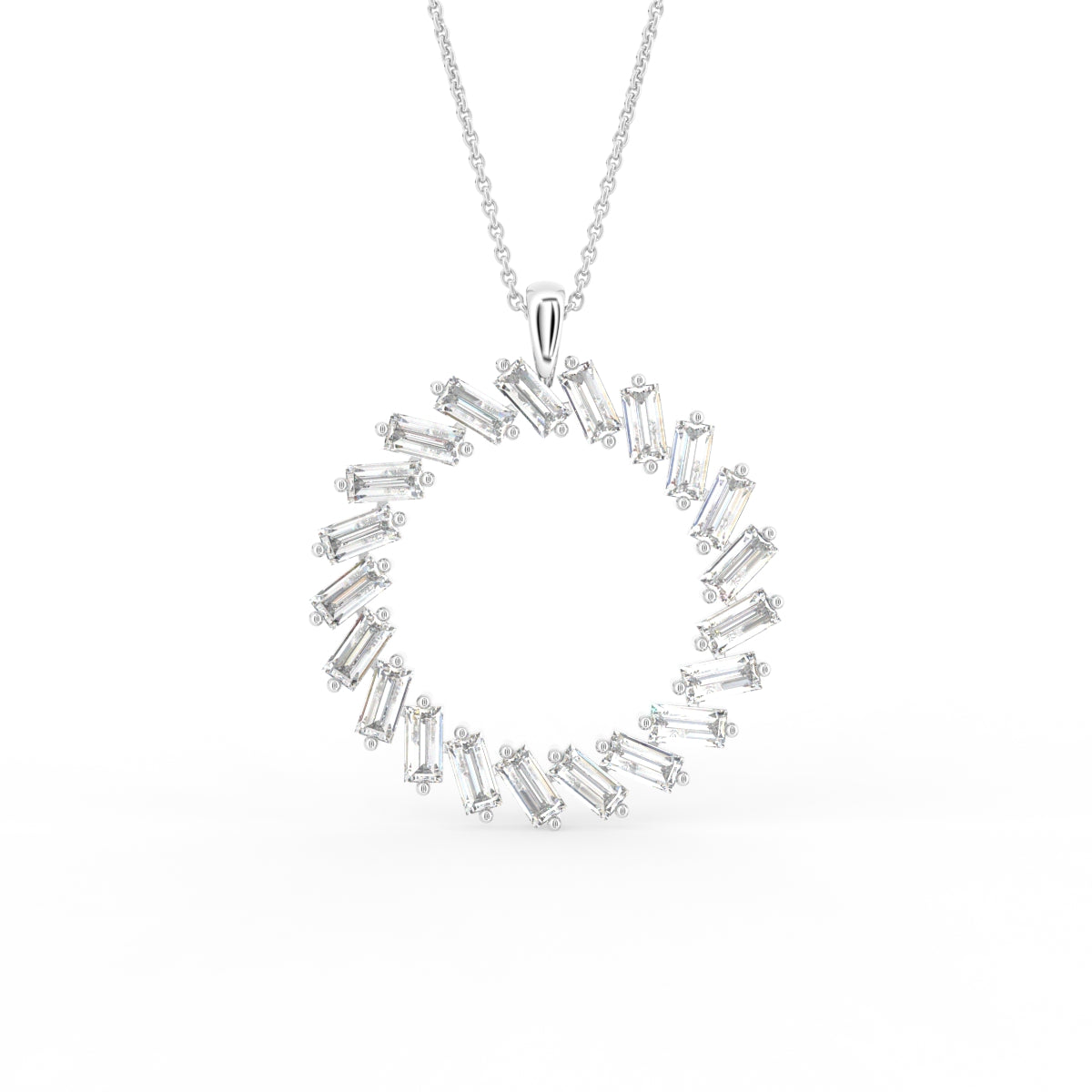 18K Bespoke Baguette Diamond Pendant — FRONT