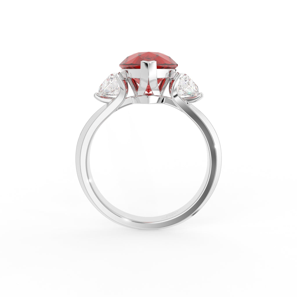 18K Trilogy Pear Diamond Ring — FRONT