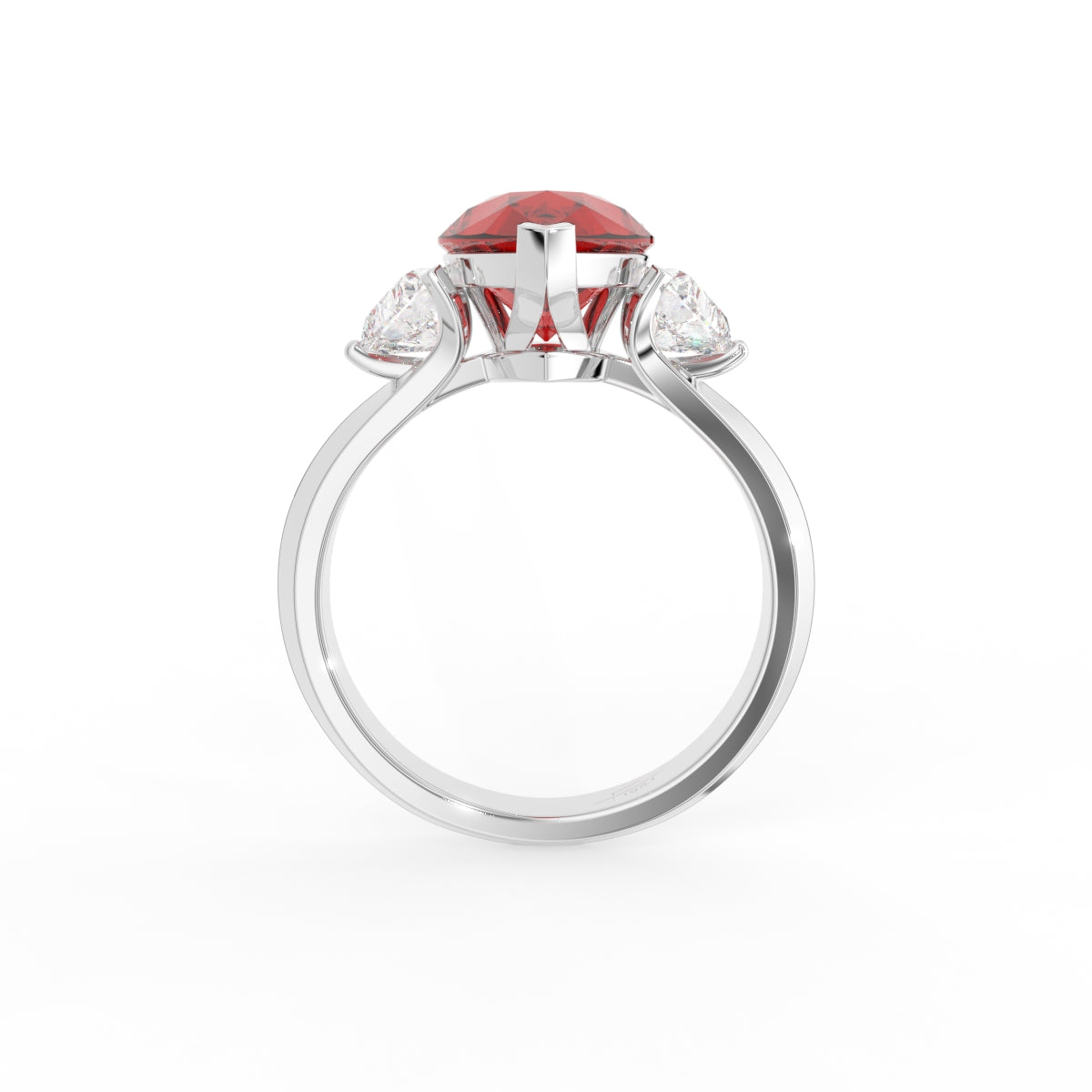 18K Trilogy Pear Diamond Ring — FRONT
