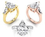 18K Bespoke Pear Baguette Diamond Ring — 3 COLOR