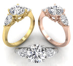 18K White Gold Trilogy Round Diamond Ring — 3 COLOR