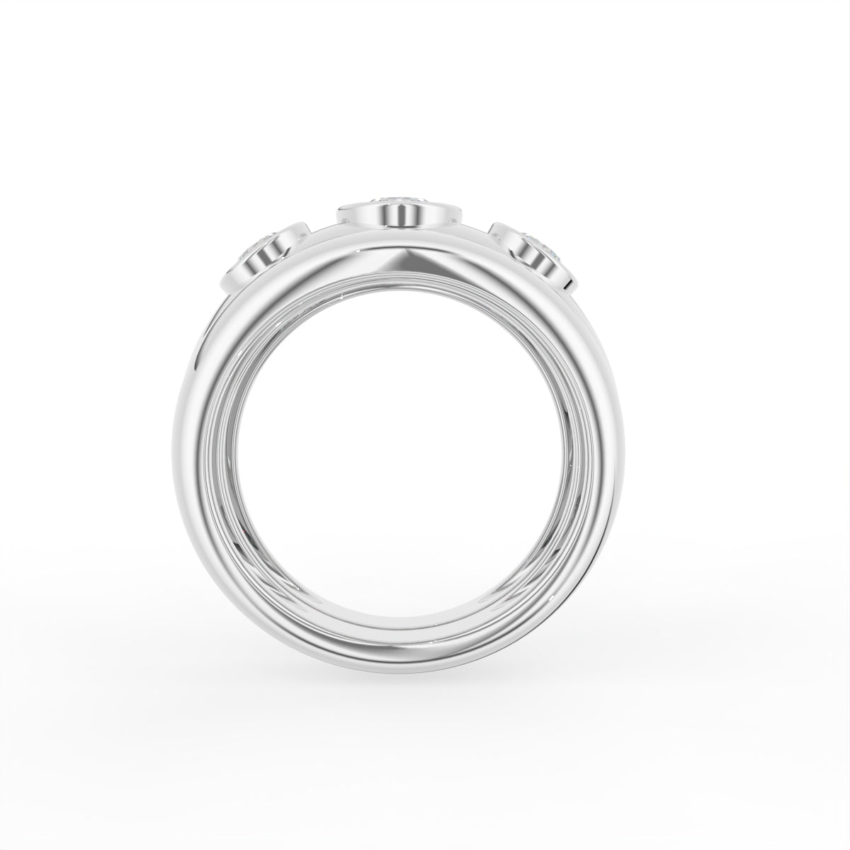 Sterling Silver Diamond Ring — FRONT/BACK