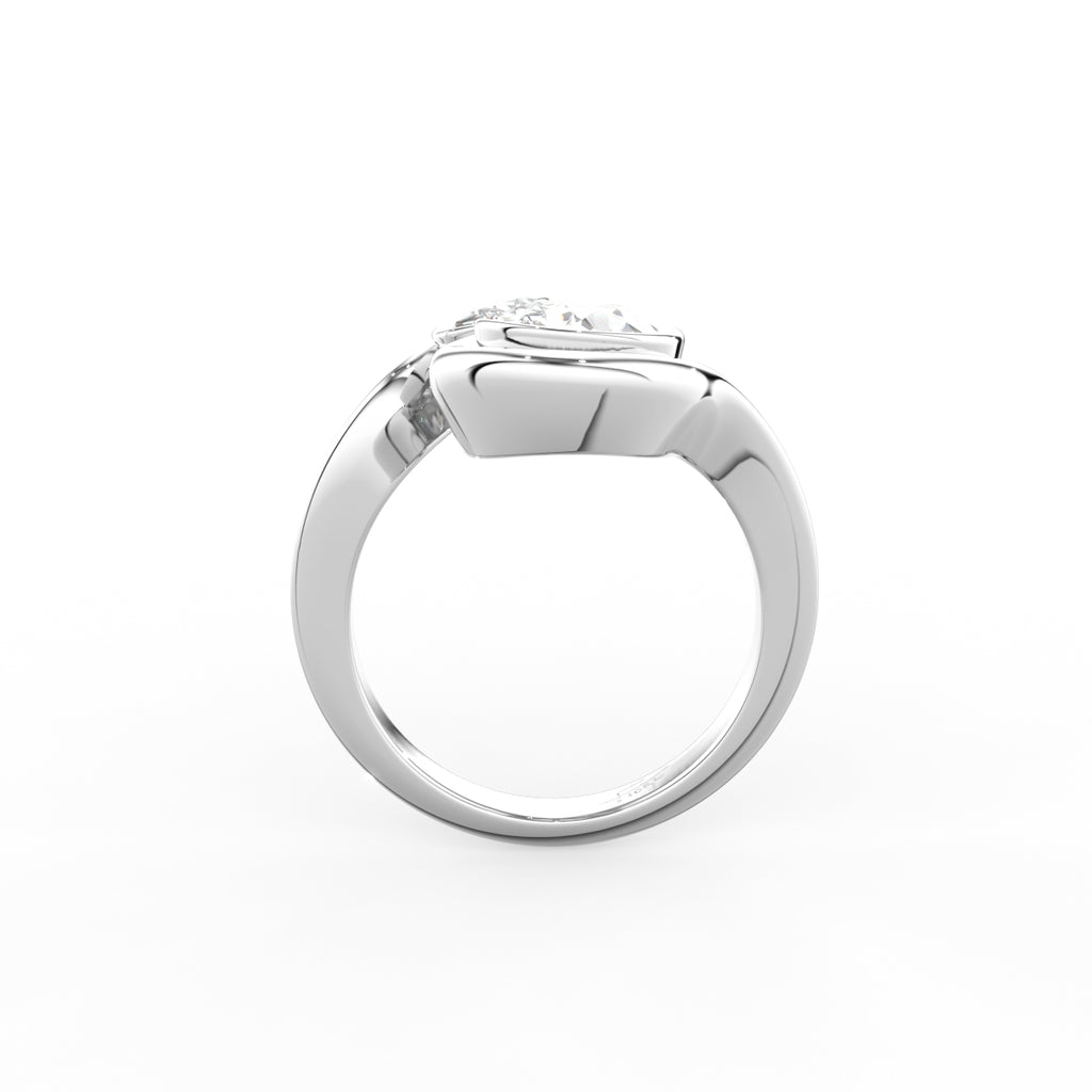 18K Yellow Gold Bespoke Pear Diamond Ring — FRONT