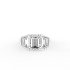 18K Trilogy Emerald Diamond Ring — TOP