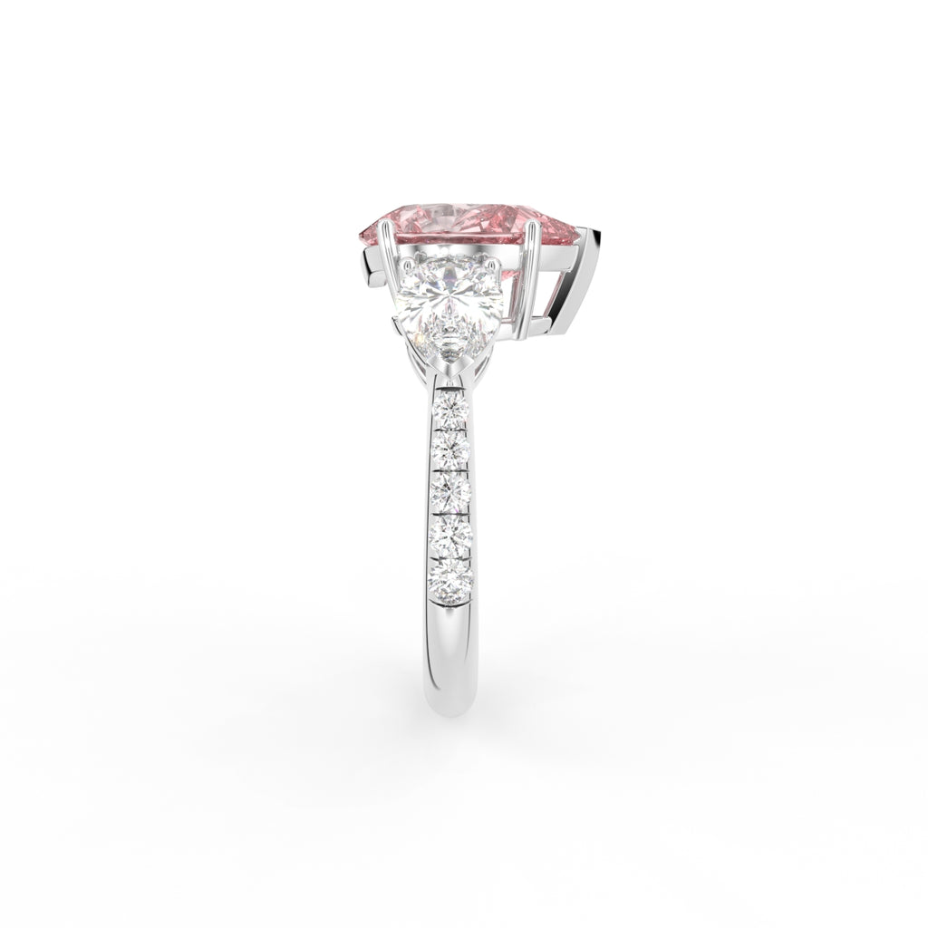18K Trilogy Pear Diamond Engagement Ring — SIDE