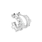 18K Crescent Moon and Stars Diamond Earrings — 3D VIEW