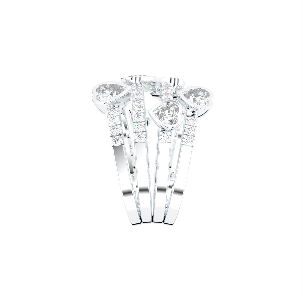 18K Bespoke Round Heart Diamond Ring — SIDE