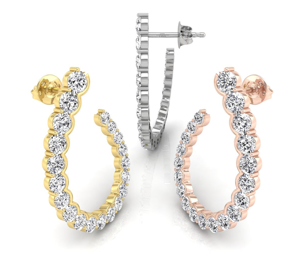 18K Feather Diamond Earrings — 3 COLOR