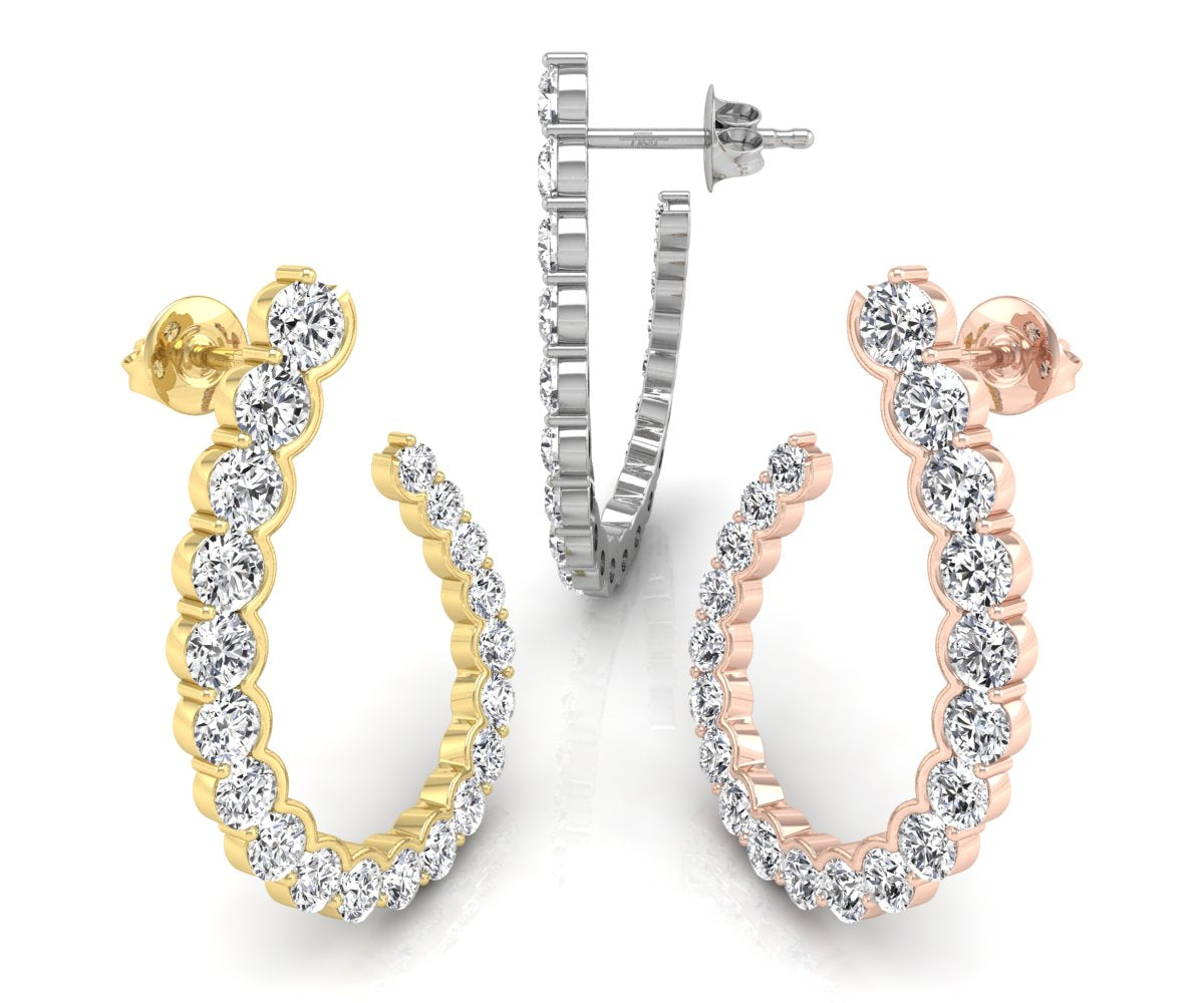 18K Feather Diamond Earrings — 3 COLOR