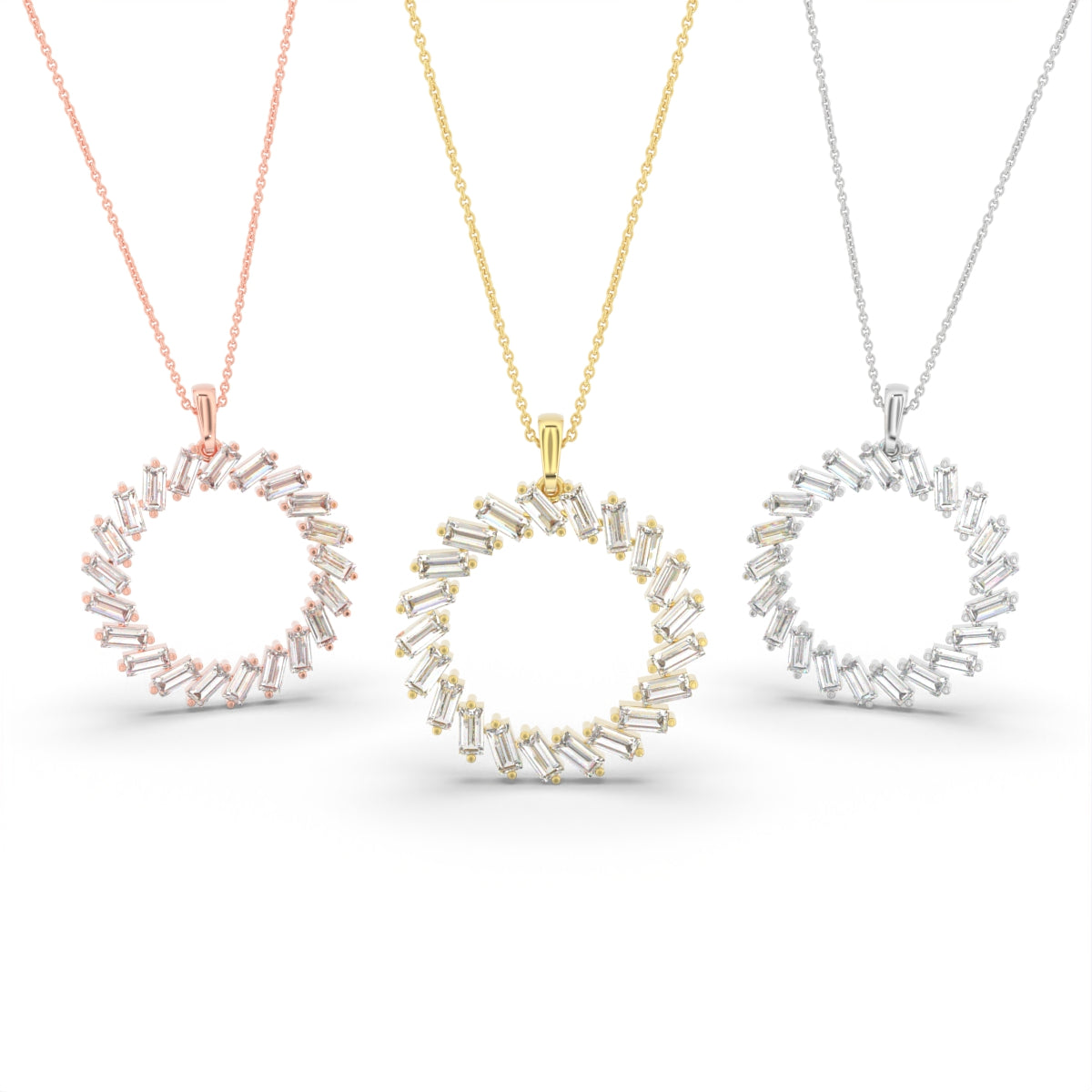 18K Bespoke Baguette Diamond Pendant — 3 COLOR