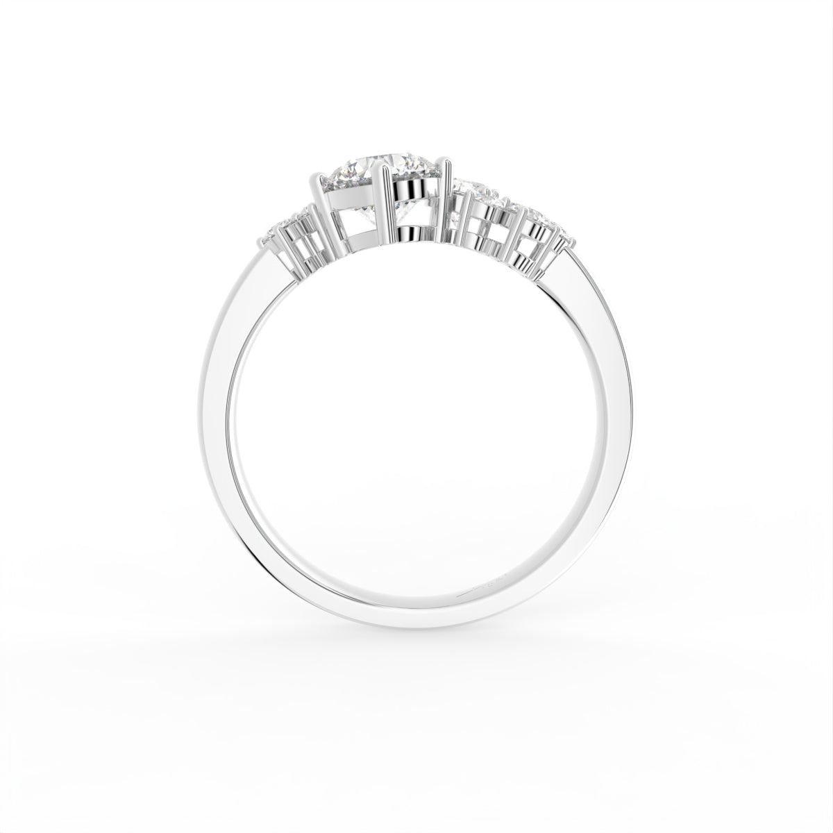 18K White Gold Bespoke Round Diamond Ring — FRONT