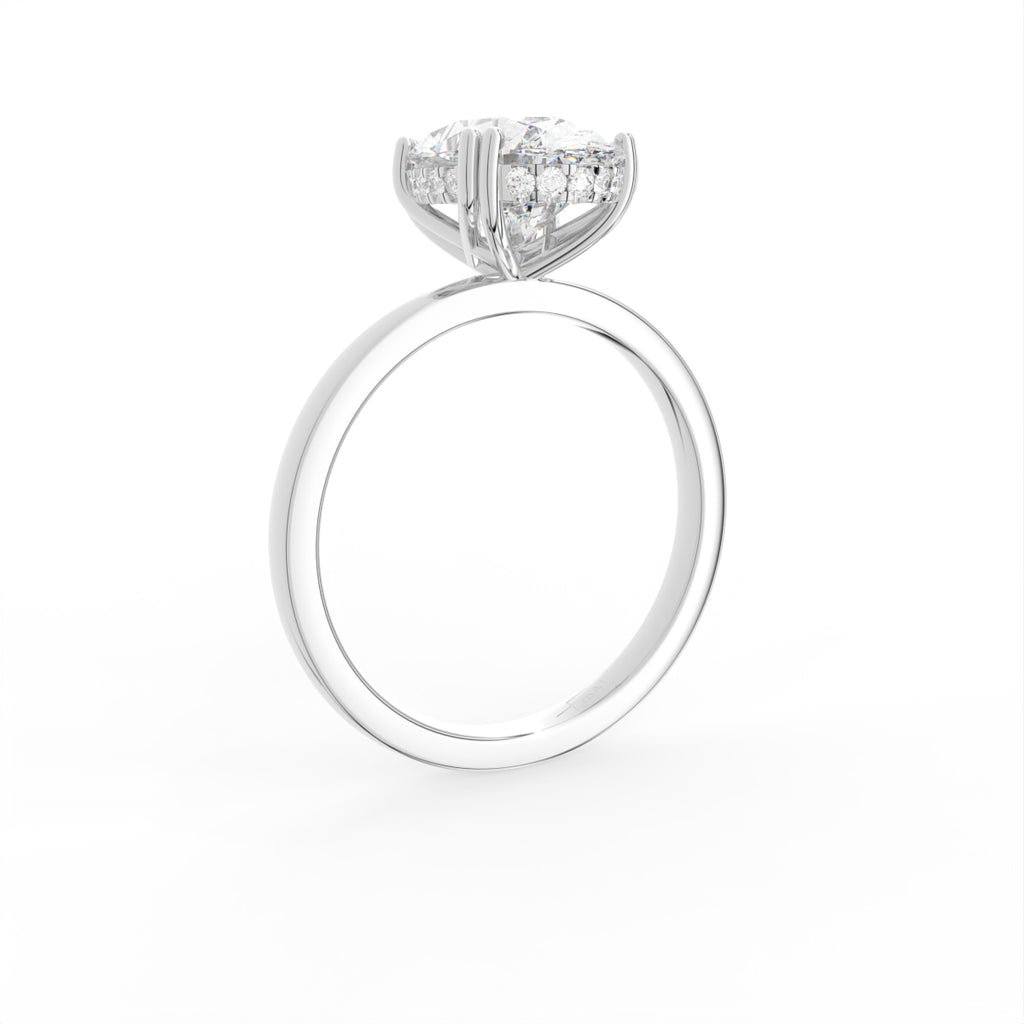 18K Solitaire Oval Diamond Engagement Ring — 3D VIEW