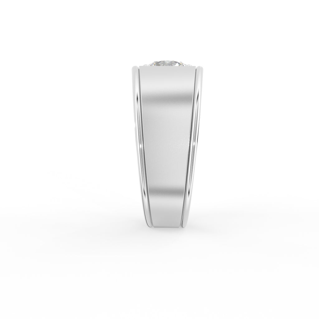 Platinum Solitaire Round Diamond Ring — SIDE
