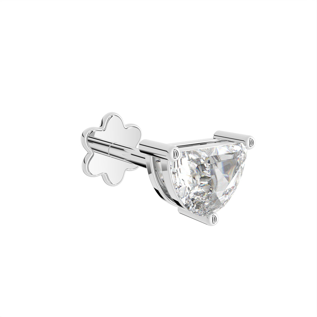 14K White Gold Round Diamond Stud Earrings — 3D VIEW