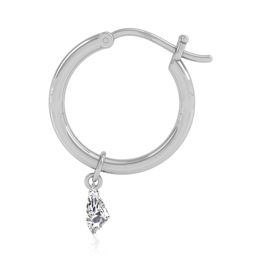 18K Pear Diamond Hoop Earrings — SIDE VIEW