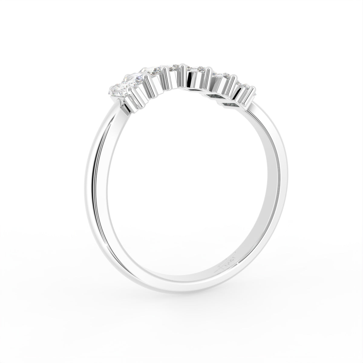 18K White Gold Baguette Diamond Ring — 3D VIEW