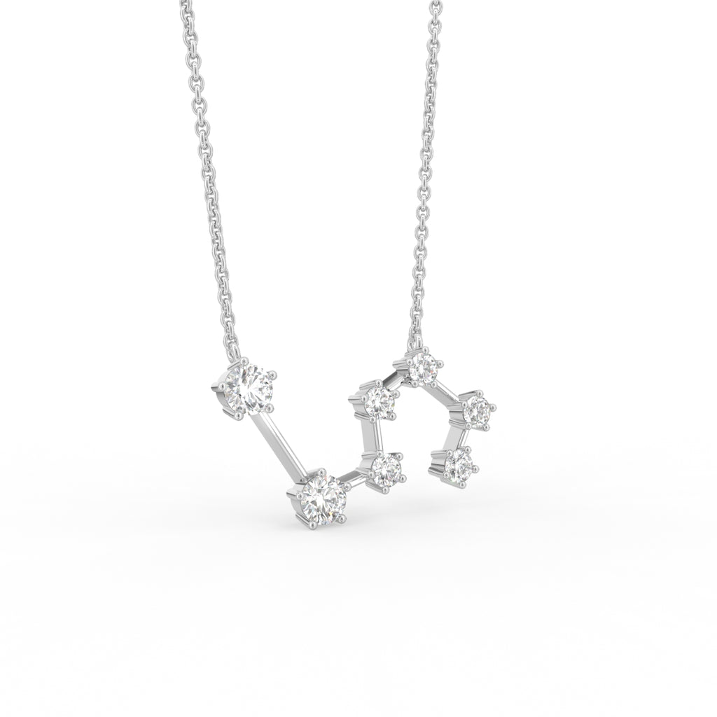 18K Rose Gold Constellation Round Diamond Pendant — 3D VIEW