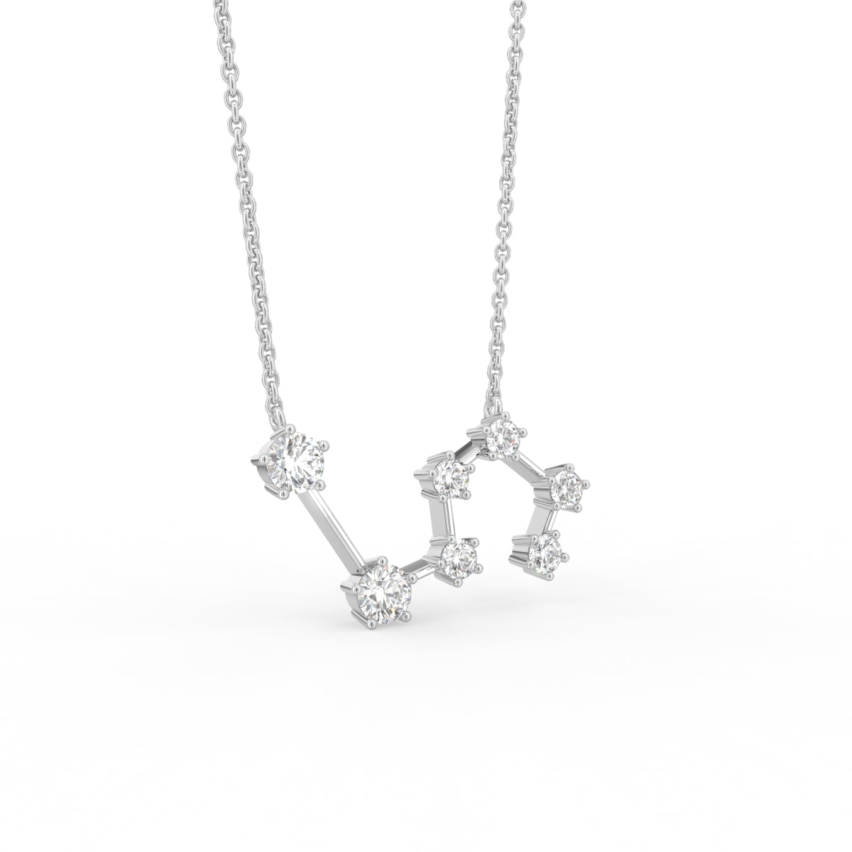 18K Rose Gold Constellation Round Diamond Pendant — 3D VIEW