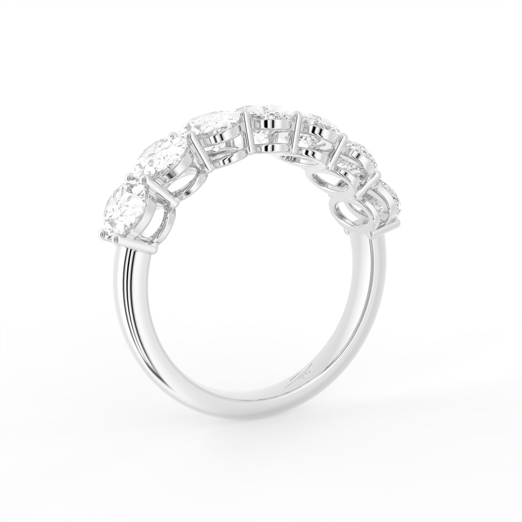 18K Half Eternity Oval Diamond Ring — 3D VIEW