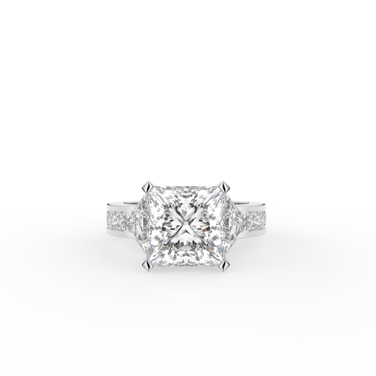 18K Trilogy Princess Cut Diamond Engagement Ring — TOP