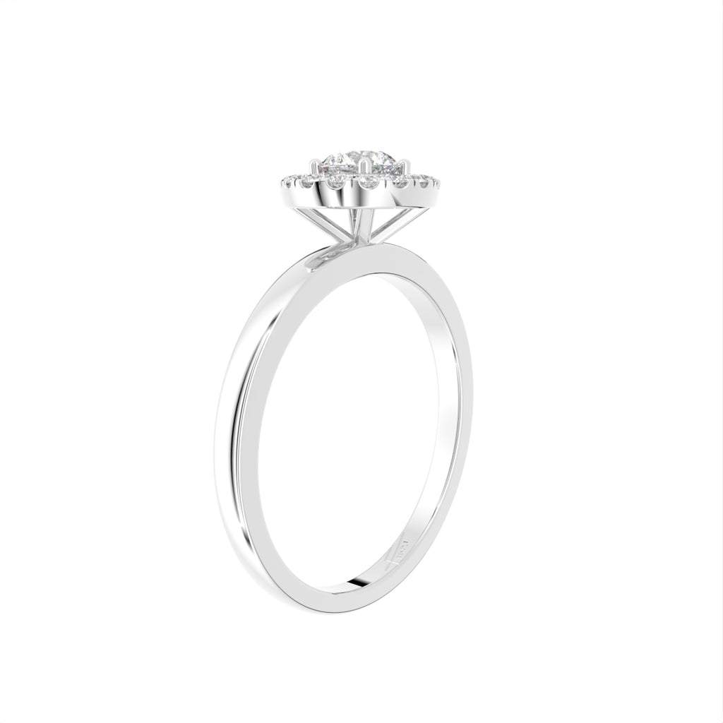 18K Halo Round Diamond Ring — 3D VIEW