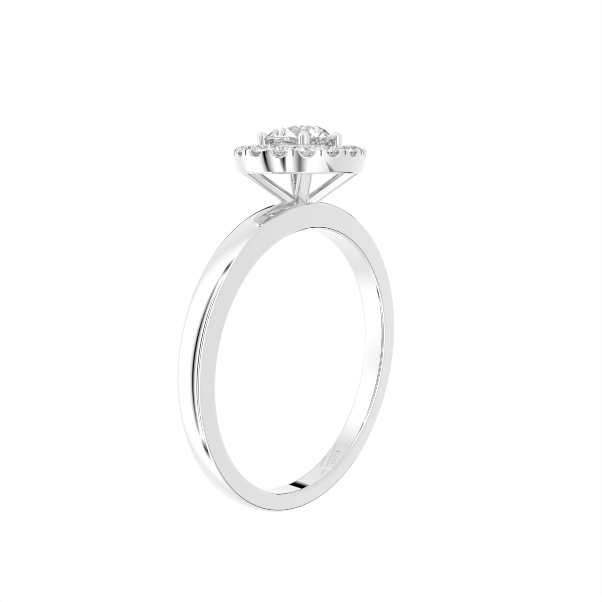 18K Halo Round Diamond Ring — 3D VIEW