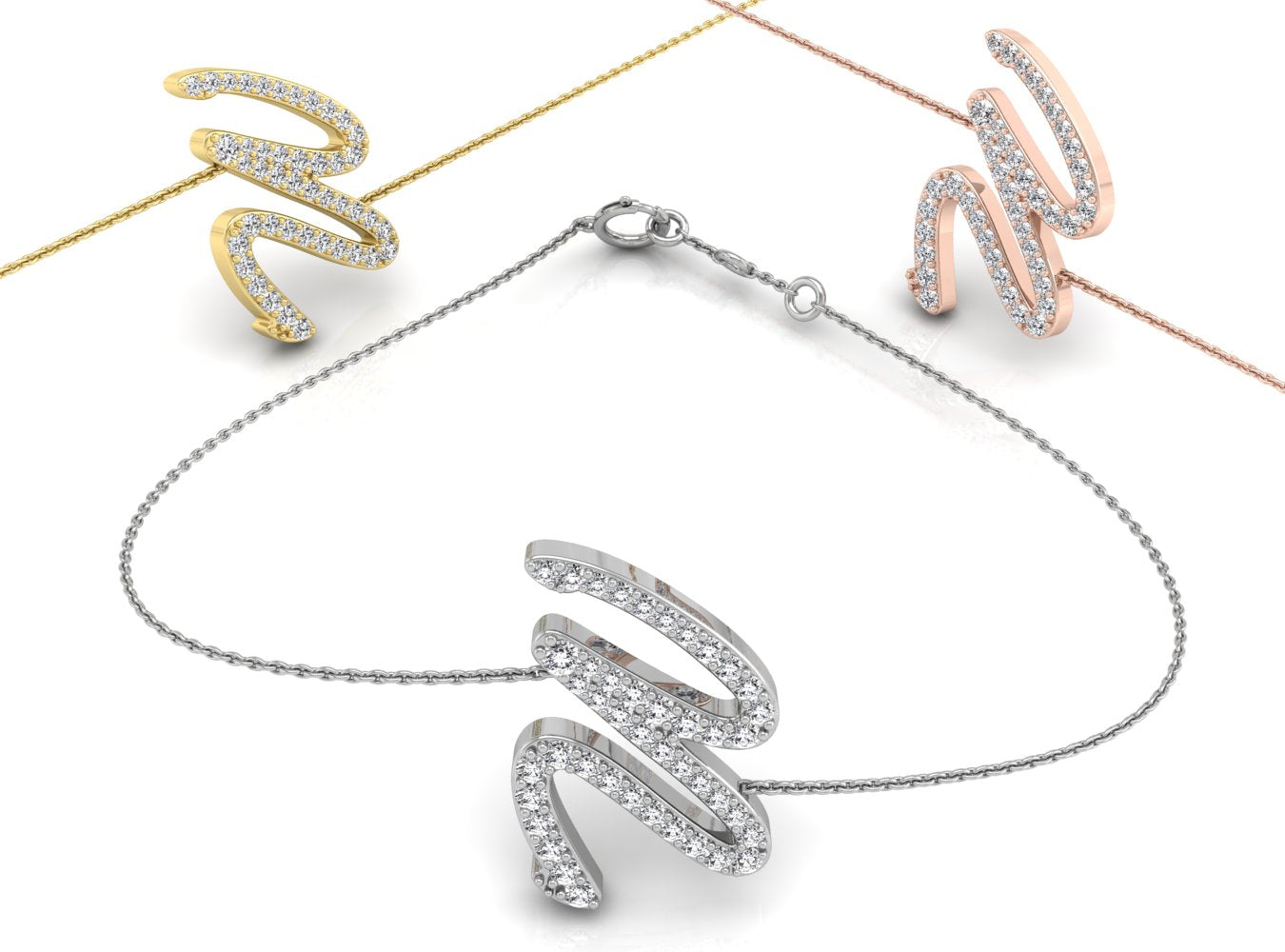 18K Alphabet Diamond Bracelet — 3 COLOR
