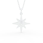 14K Yellow Gold Star Round Diamond Pendant — BACK