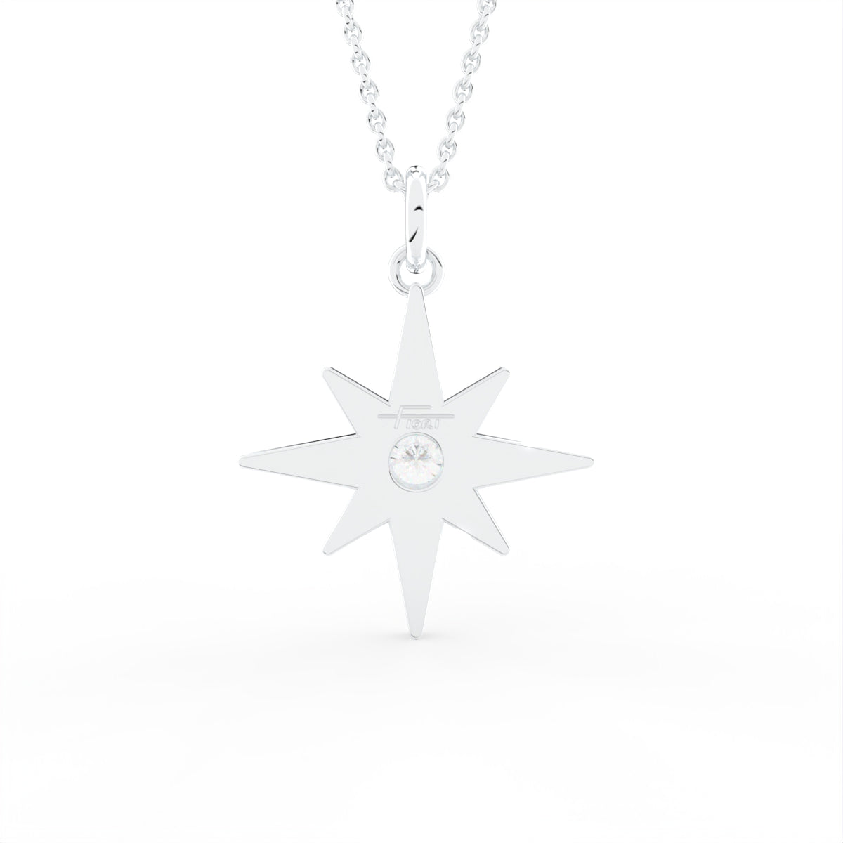 14K Yellow Gold Star Round Diamond Pendant — BACK
