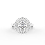 18K White Gold Halo Round Diamond Engagement Ring — TOP