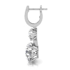 18K White Gold Three Stone Diamond Drop Earrings — SIDE VIEW