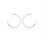 18K White Gold Round Diamond Moon Earrings — BACK