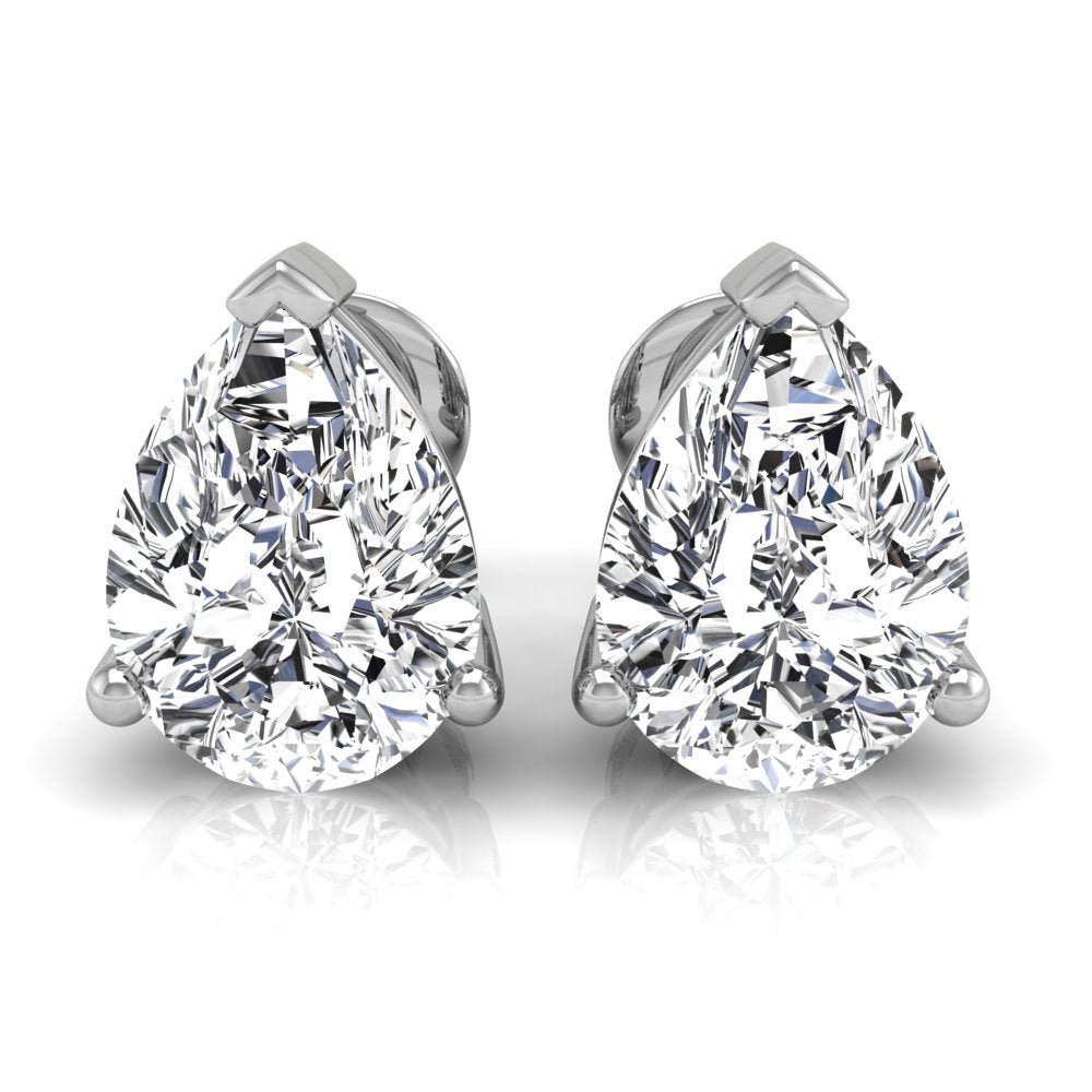 18K Solitaire Pear Diamond Earrings — TOP