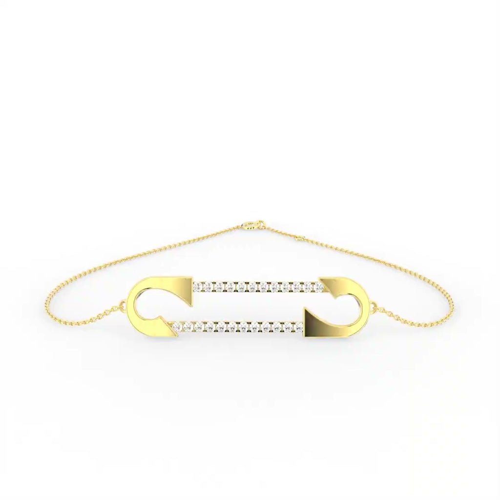 18K Gold Round Diamond Bracelet — FRONT