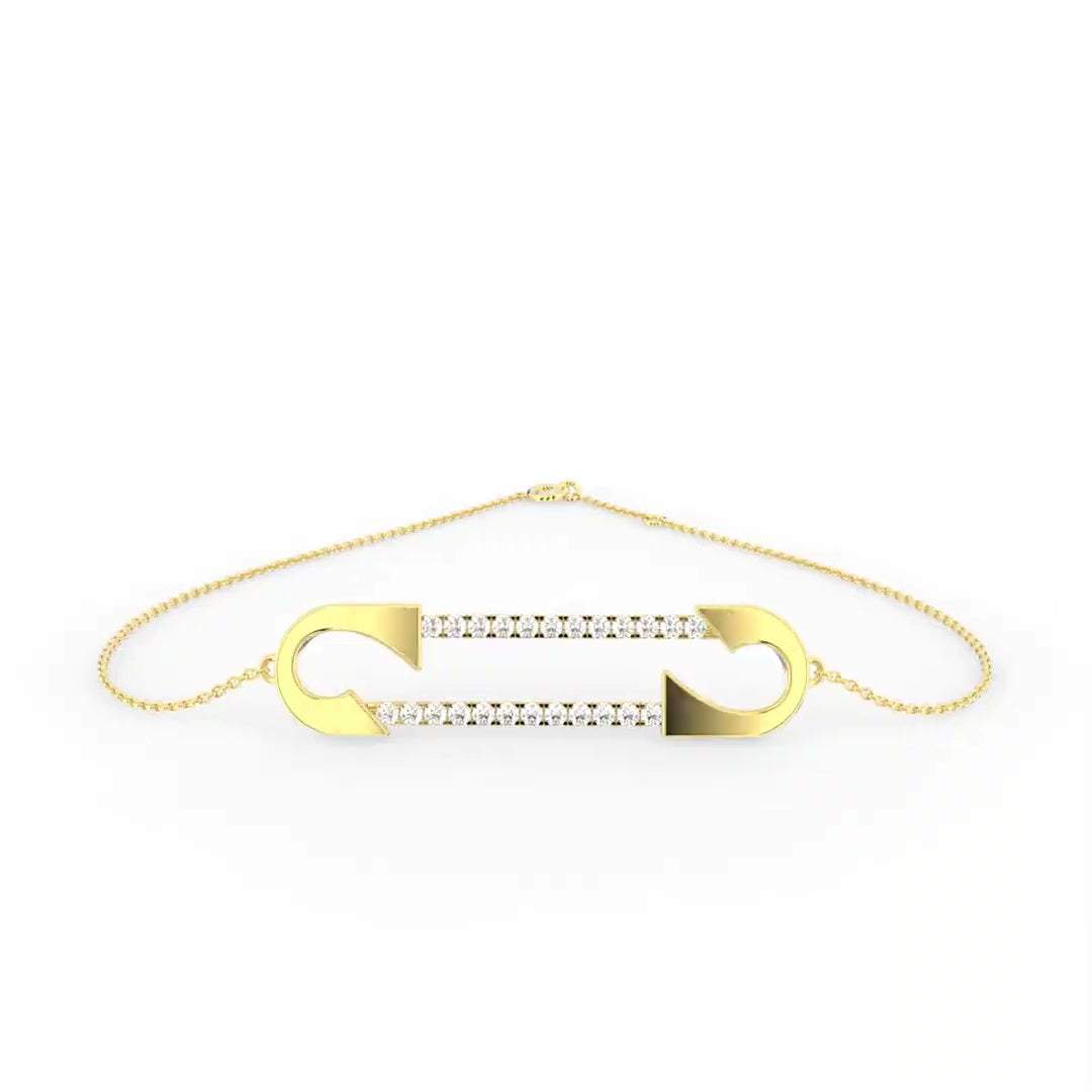 18K Gold Round Diamond Bracelet — FRONT