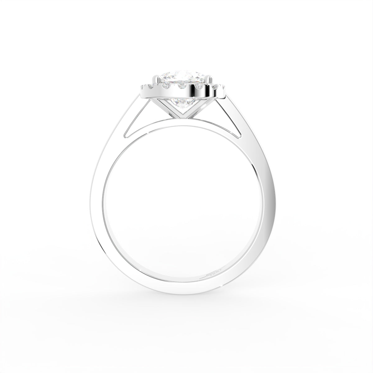 18K Halo Cushion Diamond Engagement Ring — FRONT