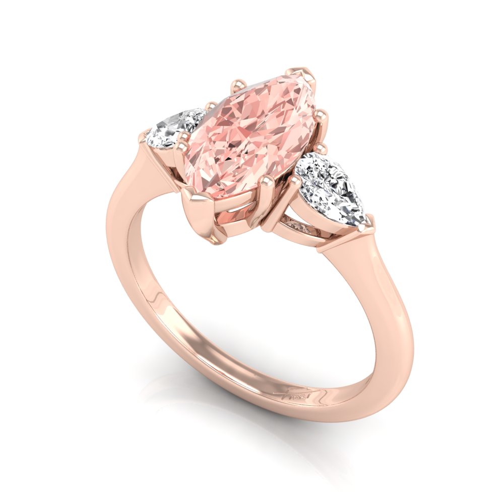 vimg:Z00295|18K Trilogy Pink Marquise Diamond Ring — 3D VIEW
