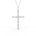 18K Cross Pear Diamond Pendant — FRONT