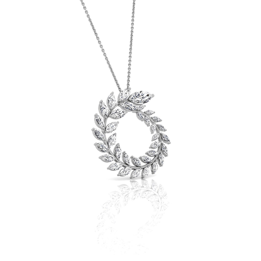 18K Leaf Diamond Pendant — RIGHT