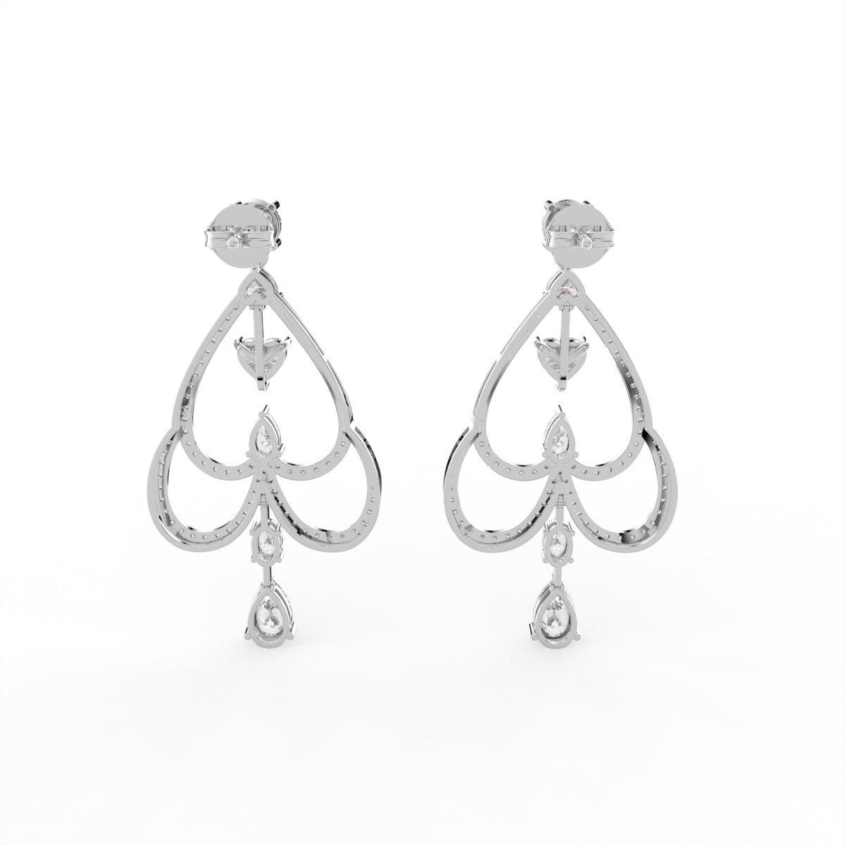 18K Chandelier Drop Diamond Earrings — BACK