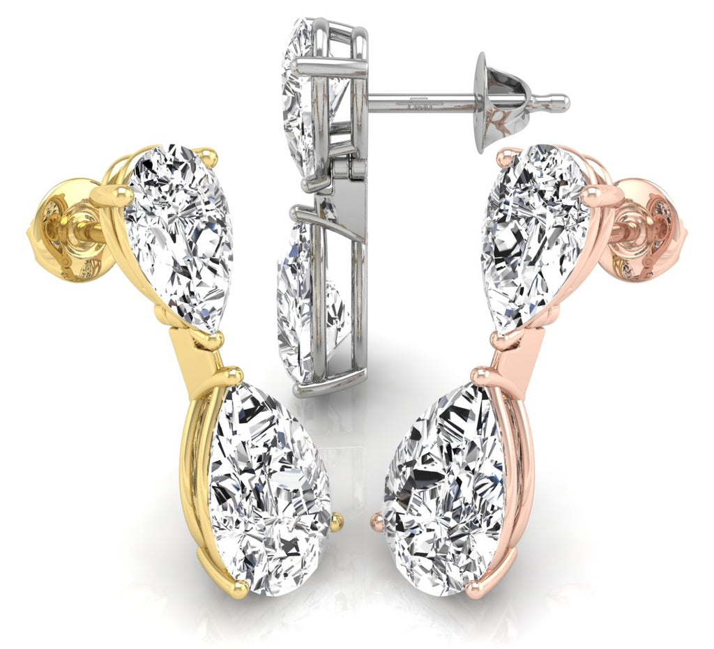 18K Diamond Drop Earrings — 3 COLOR