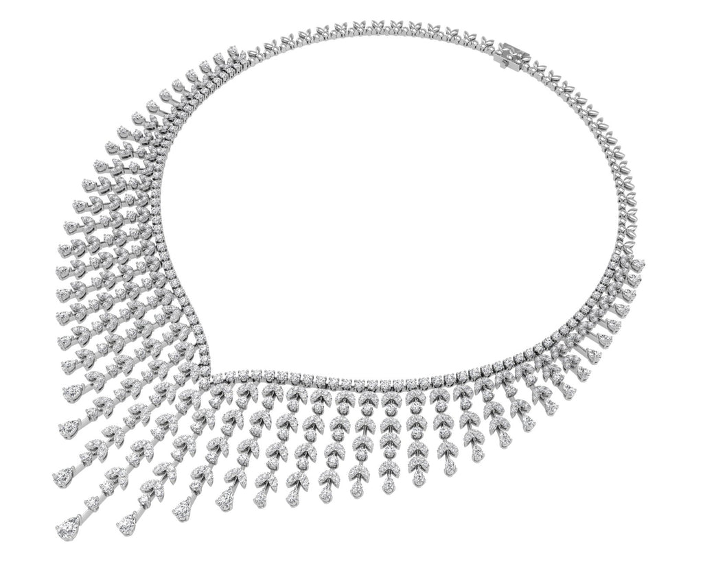 18K Asymmetric Diamond Necklace — 3D VIEW
